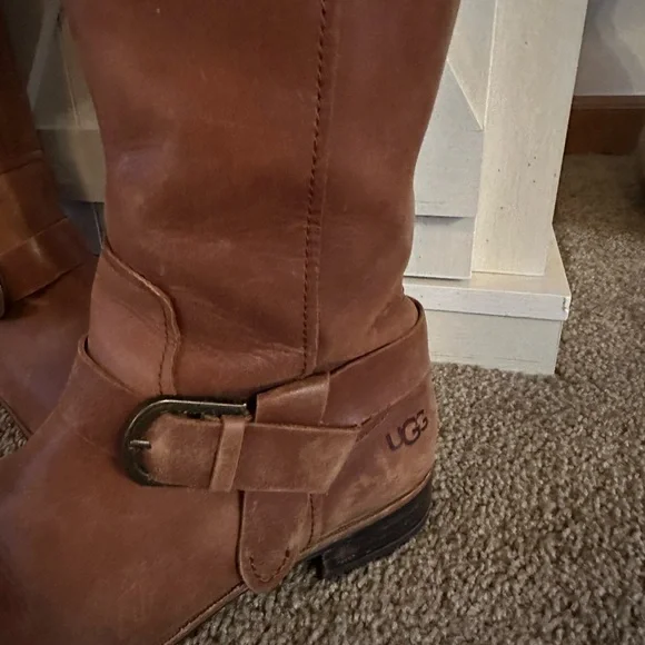 UGG Brown Leather Knee-High Boots - Picture 2 of 4